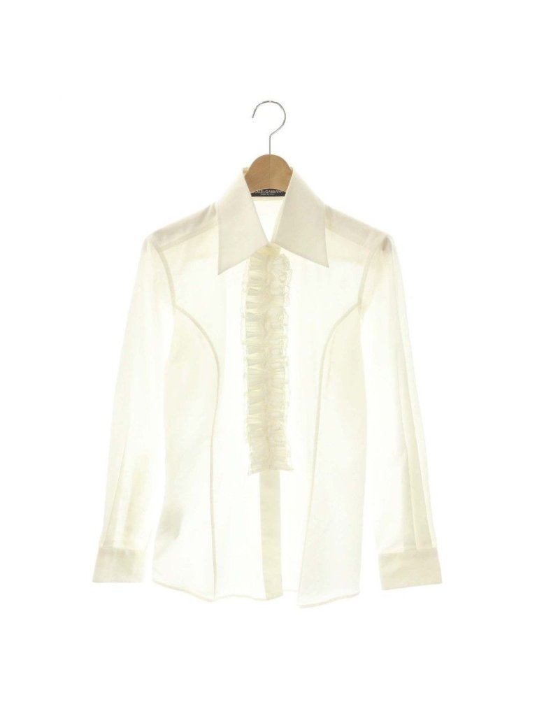 Dolce & Gabbana Shirt Ruffle Cotton 40 White Ss